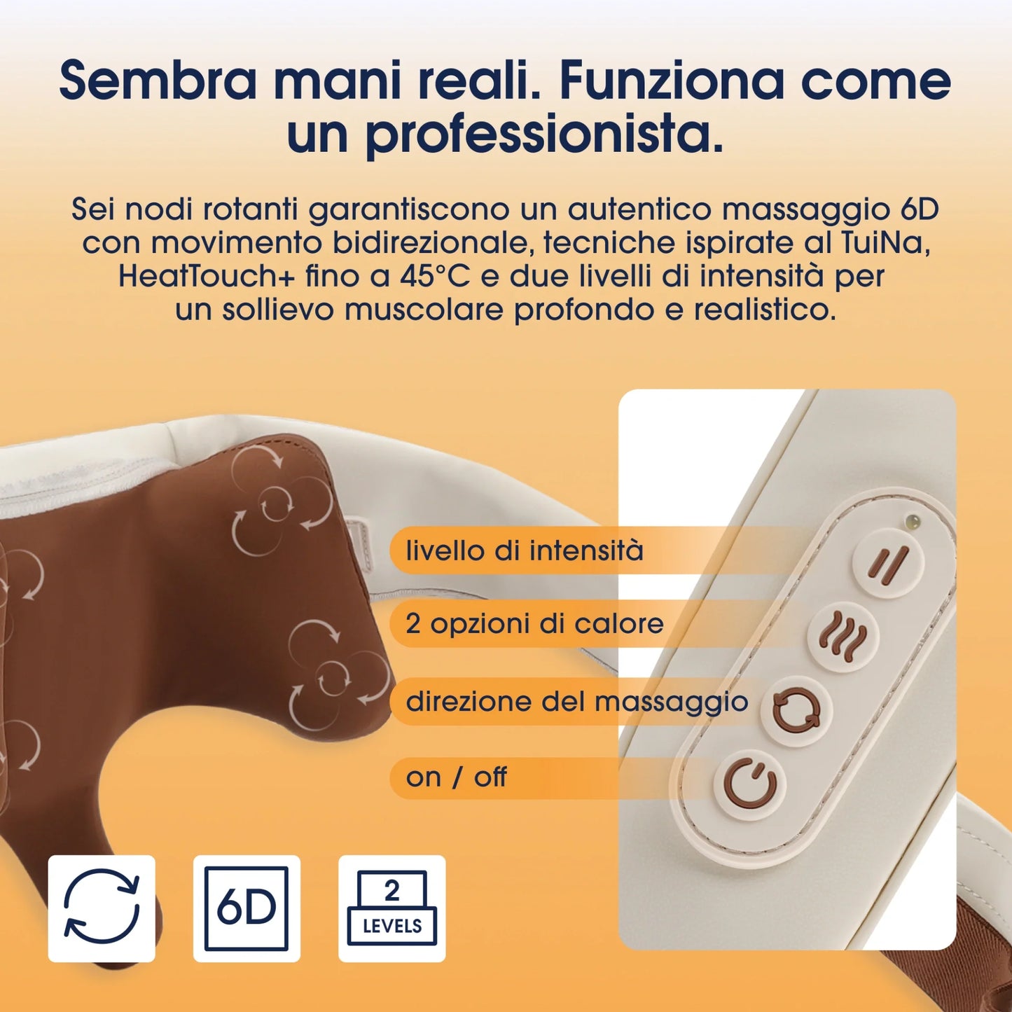 FisioSollievo™ Massaggiatore per collo, nuca e schiena con con funzione CaloreAttivo™