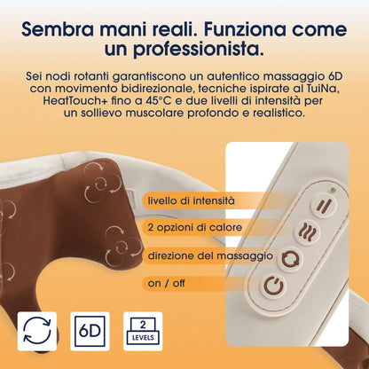 FisioSollievo™ Massaggiatore per collo, nuca e schiena con con funzione CaloreAttivo™