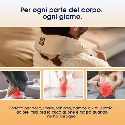 FisioSollievo™ Massaggiatore per Collo , nuca e schiena con funzione CaloreAttivo